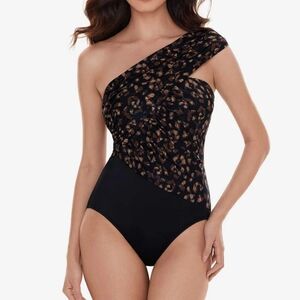 Magicsuit Size 8 Goddess Black Brown One Piece in La Paz Bathing Suit MSRP $176